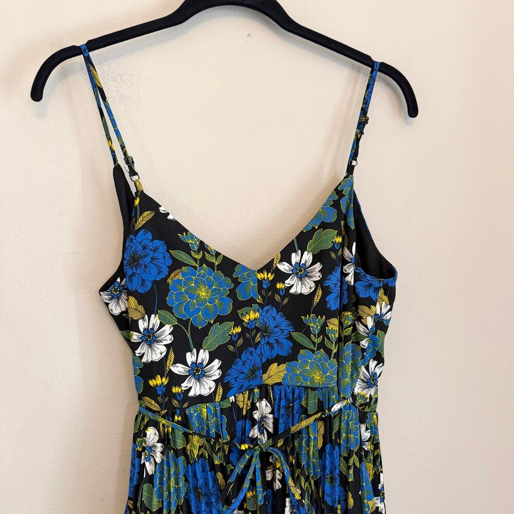 Lost + Wander Floral Mini Slip Dress S Black Blue Pleated Summer Boho Romantic - Picture 6 of 8